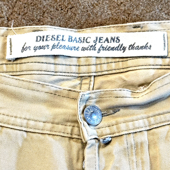 Diesel Saddle Jeans Mens Western Cowboy Beige Button Fly Pants Logo 33x28.5 - Picture 7 of 14